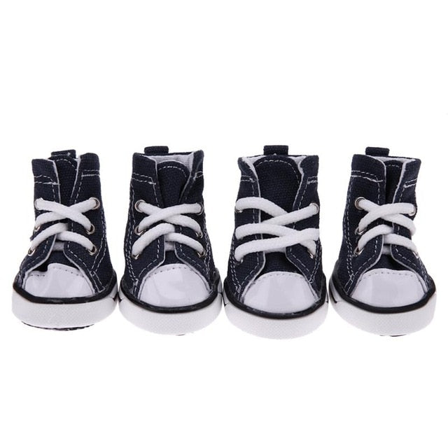 4pcs Denim Pet Dog Shoes Anti-slip Waterproof Sporty Sneakers Booties Breathable Booties For Small Cats Dogs Puppy Dog Shoes