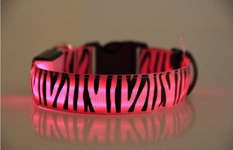 Leopard Nylon Dog Collar Flash Night Safety LED Glow Dog Harness Pet Supplies Cat Collars Accessories Dogs Luminous Fluorescen