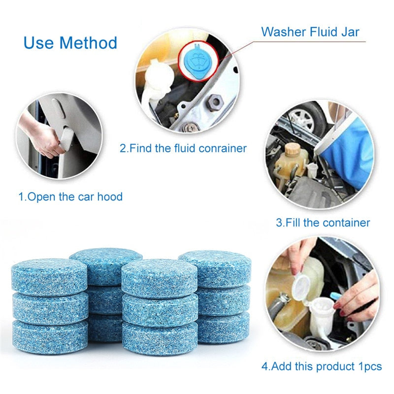 10PCS/Pack(1PCS=4L Water)Car Solid Wiper Fine Seminoma Wiper Auto Window Cleaning Car Windshield Glass Cleaner Car Accessories