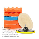 Load image into Gallery viewer, 3&quot;/ 4&quot;/5&quot;/6&quot;/7&quot; Buffing Pad Auto Car Polishing Pad Kit Buffer + Drill Adapter M14 For Car Polisher ,Electric Drill Pack
