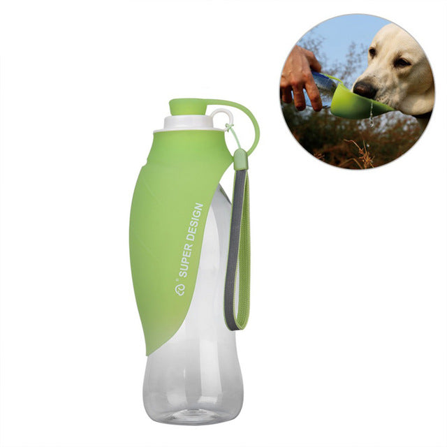 Portable Dog Water Bottle,Reversible & Lightweight Travel Pet Water Dispenser with Expandable Silicone Flip-Up Leaf