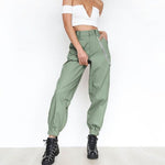 Load image into Gallery viewer, S-2XL Plus Size Pants Women Casual High Waist Cargo Pants Women Loose Solid Black Khaki Trousers Pockets Elastic Waist Bottoms
