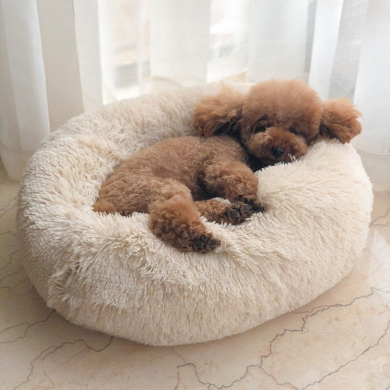 Long Plush Super Soft Pet Bed Kennel Dog Round Cat Winter Warm Sleeping Bag Puppy Cushion Mat Portable Cat Supplies 46/50/60cm