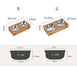 Load image into Gallery viewer, Limited Sales Cat Dog Pet Stainless Steel/Ceramic Feeding and Drinking Bowls Combination with Bamboo Frame for Dogs Cats
