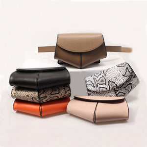 Women Serpentine Fanny Pack Ladies New Fashion Waist Belt Bag Mini Disco Waist bag Leather Small Shoulder Bags