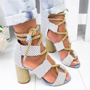 Summer Wedge Espadrilles Women Sandals 7CM Heel Pointed Fish Mouth Sandals Woman Hemp Lace Up Women Platform Sandals