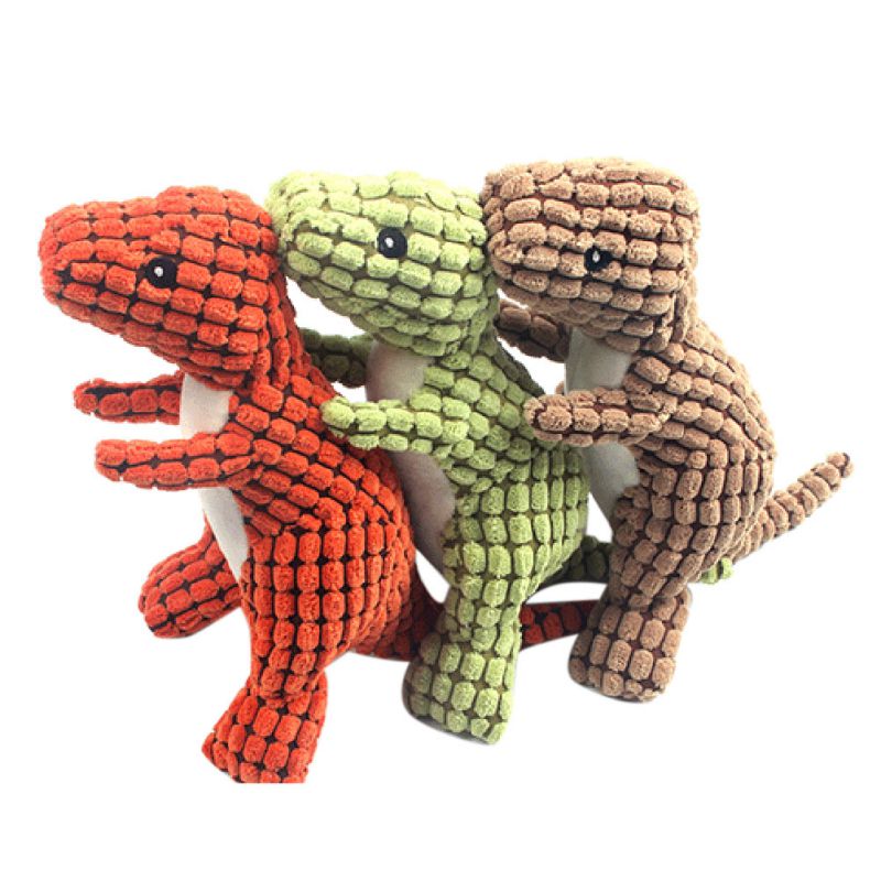 Pet Dinosaur Shape Plush Chew Molar Squeaky Toys for Dogs Puppy Toys to Clean the Teeth