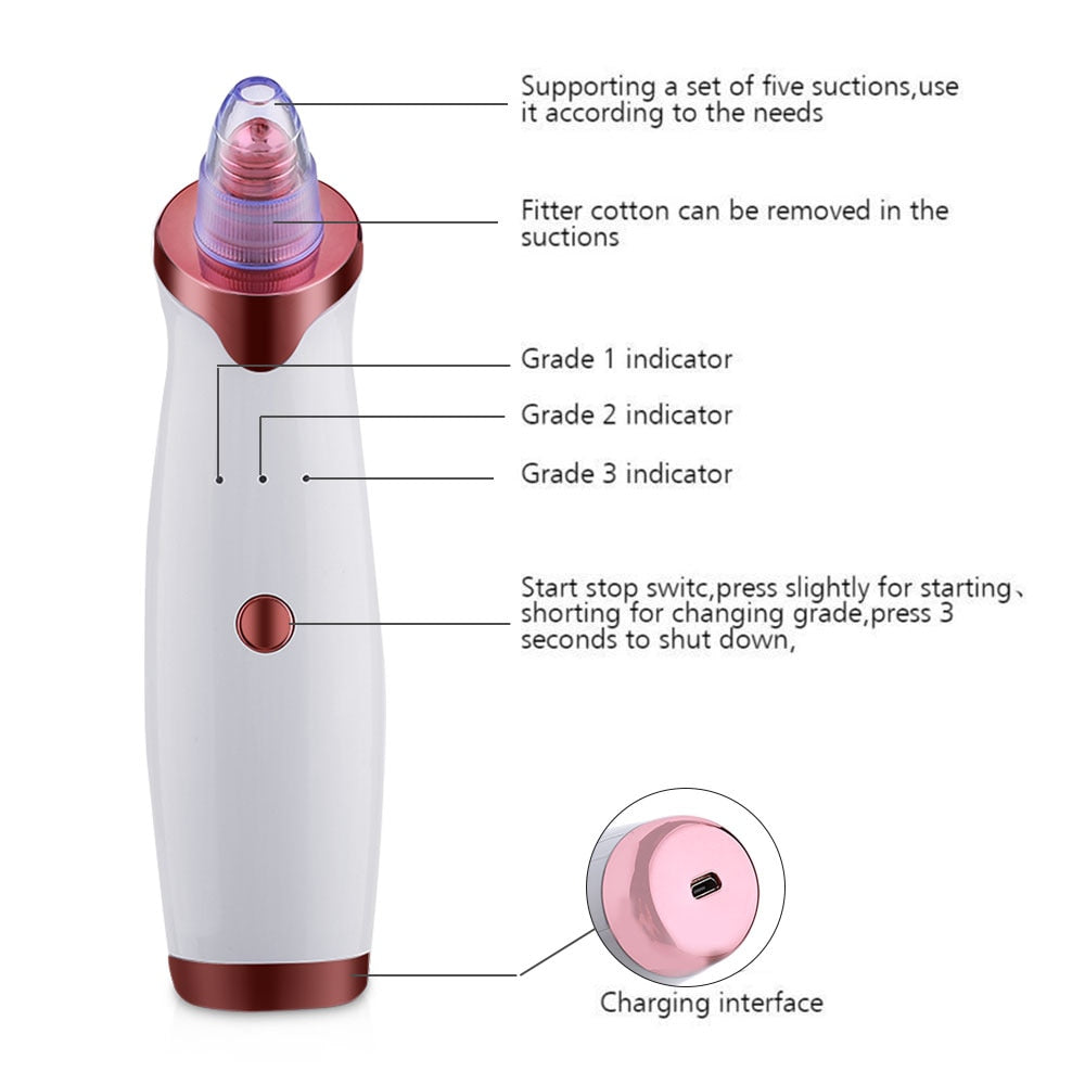 Electric Acne Remover Point Noir Blackhead Vacuum Extractor Tool Black Spots Pore Cleaner Skin Care Facial Pore Cleaner Machine