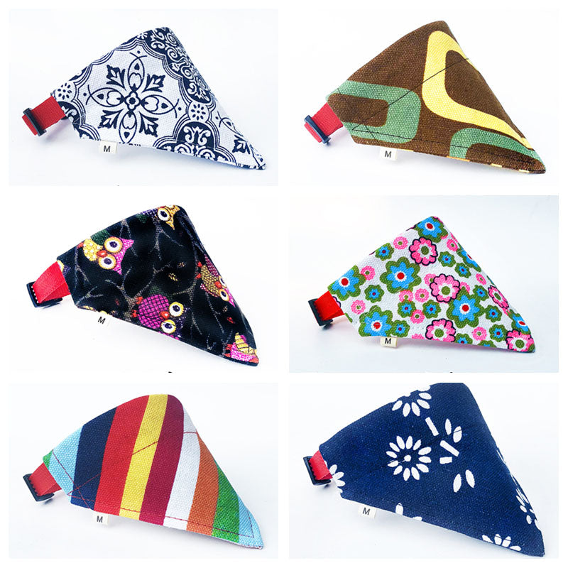 Cat Dog Bandana Bibs Scarf Collar Adjustable Pet Neckerchief Scarf Waterproof Saliva Towel for Small Medium Large Dogs