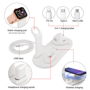 4 in 1 Wireless Charging Dock Station For Apple Watch iPhone X XS XR MAX 11 Pro 8 Airpods 10W Qi Fast Charger Stand Holder