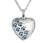 Load image into Gallery viewer, Crystal Pet Dog Paw Print Heart Urn Pendant Necklace
