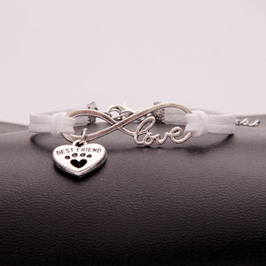 Infinity love dog cat pet paw footprint best friend bracelet heart charm men wrap bracelets & bangles for women jewelry