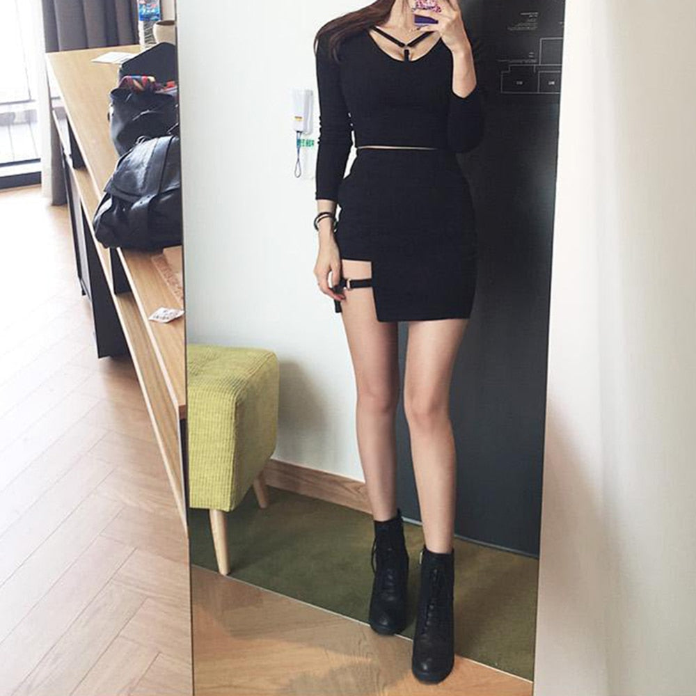 Style Black Hip Skirts Irregular Micro Mini Skirt Mini Skirt Summer Fashion Saia High Waist Faldas Mujer