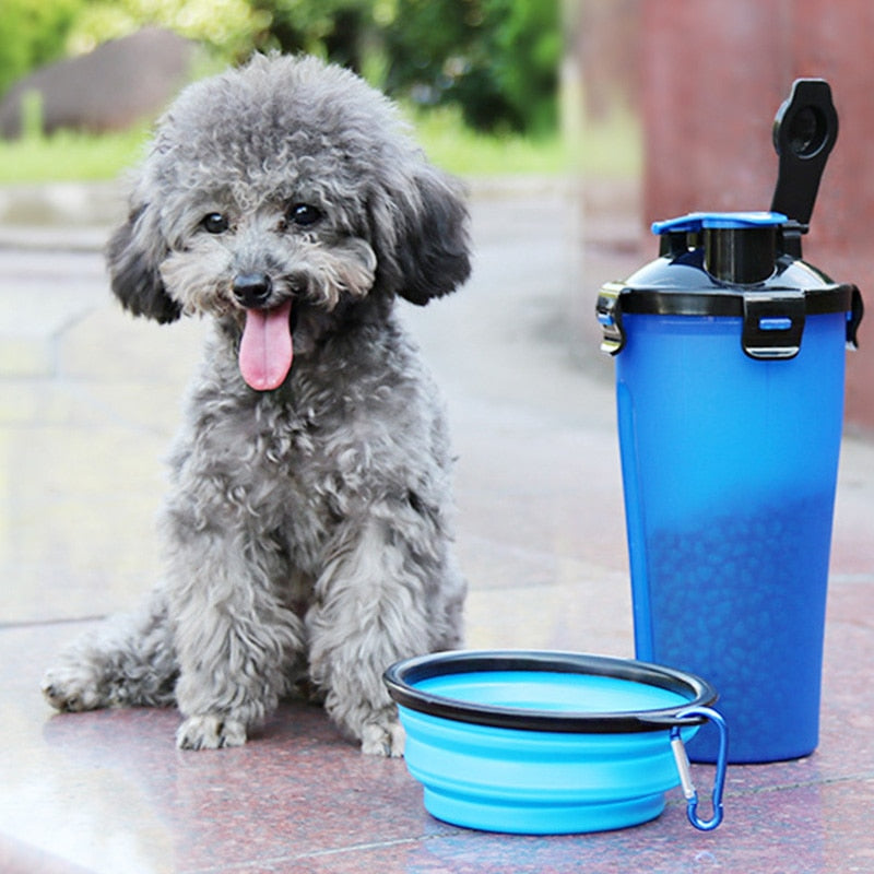 Portable Dogs Cats Feeding Feeder Water Food Bottle Outdoor Travel Carry Pet Bowls