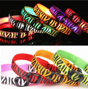 Leopard Nylon Dog Collar Flash Night Safety LED Glow Dog Harness Pet Supplies Cat Collars Accessories Dogs Luminous Fluorescen