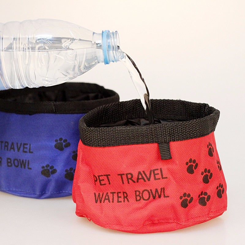 Portable Pet Dogs Cat Canvas Folding Travel Bowl Feeding Bowl Feeder Bottle Cat Dog Water Bowls Goods for Dogs