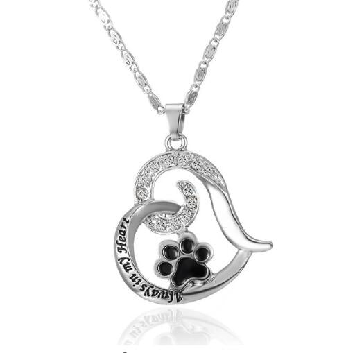 Pet Memorial jewelry pet Foot paw print heart necklace