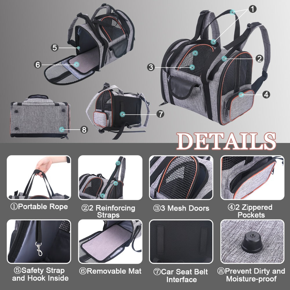 Dog Carrier Multi-functional Folding Pet Puppy Dog Cat Car Seat Basket Mat Cage Safe Carry Seat Cat Bag Pet Shoulder Bag Carrier