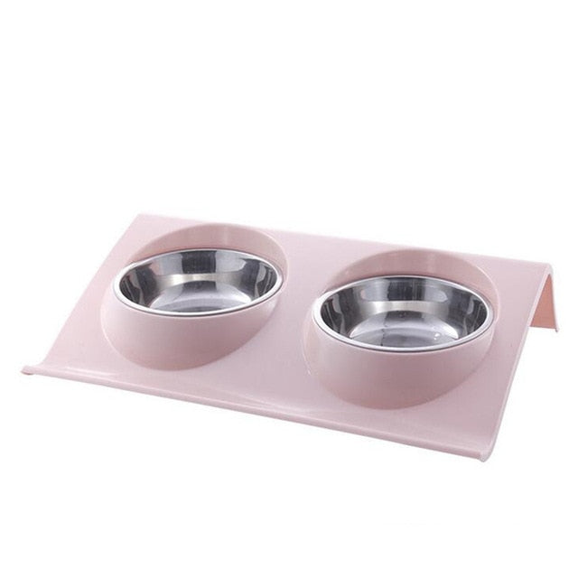 Dog Food Double Bowl Pet Products Stainless Steel Pet Bowl Pet Feeding Tool Tableware Cat Dog Puppy Travel Feeding Feeder