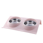 Load image into Gallery viewer, Dog Food Double Bowl Pet Products Stainless Steel Pet Bowl Pet Feeding Tool Tableware Cat Dog Puppy Travel Feeding Feeder
