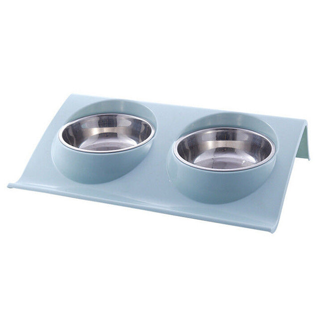 Dog Food Double Bowl Pet Products Stainless Steel Pet Bowl Pet Feeding Tool Tableware Cat Dog Puppy Travel Feeding Feeder