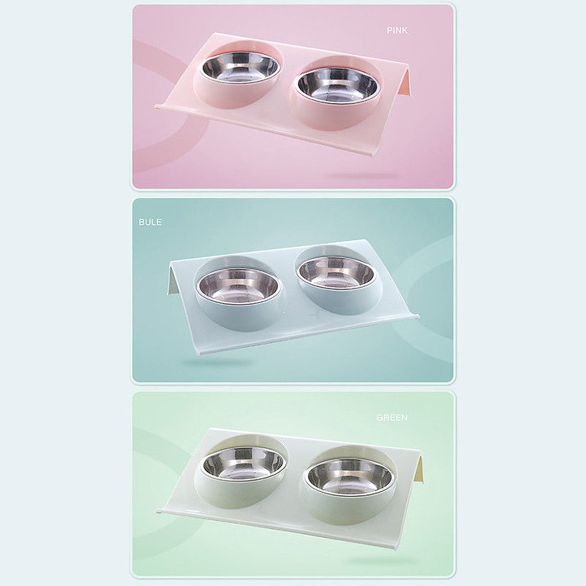 Dog Food Double Bowl Pet Products Stainless Steel Pet Bowl Pet Feeding Tool Tableware Cat Dog Puppy Travel Feeding Feeder