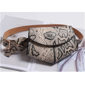 Women Serpentine Fanny Pack Ladies New Fashion Waist Belt Bag Mini Disco Waist bag Leather Small Shoulder Bags