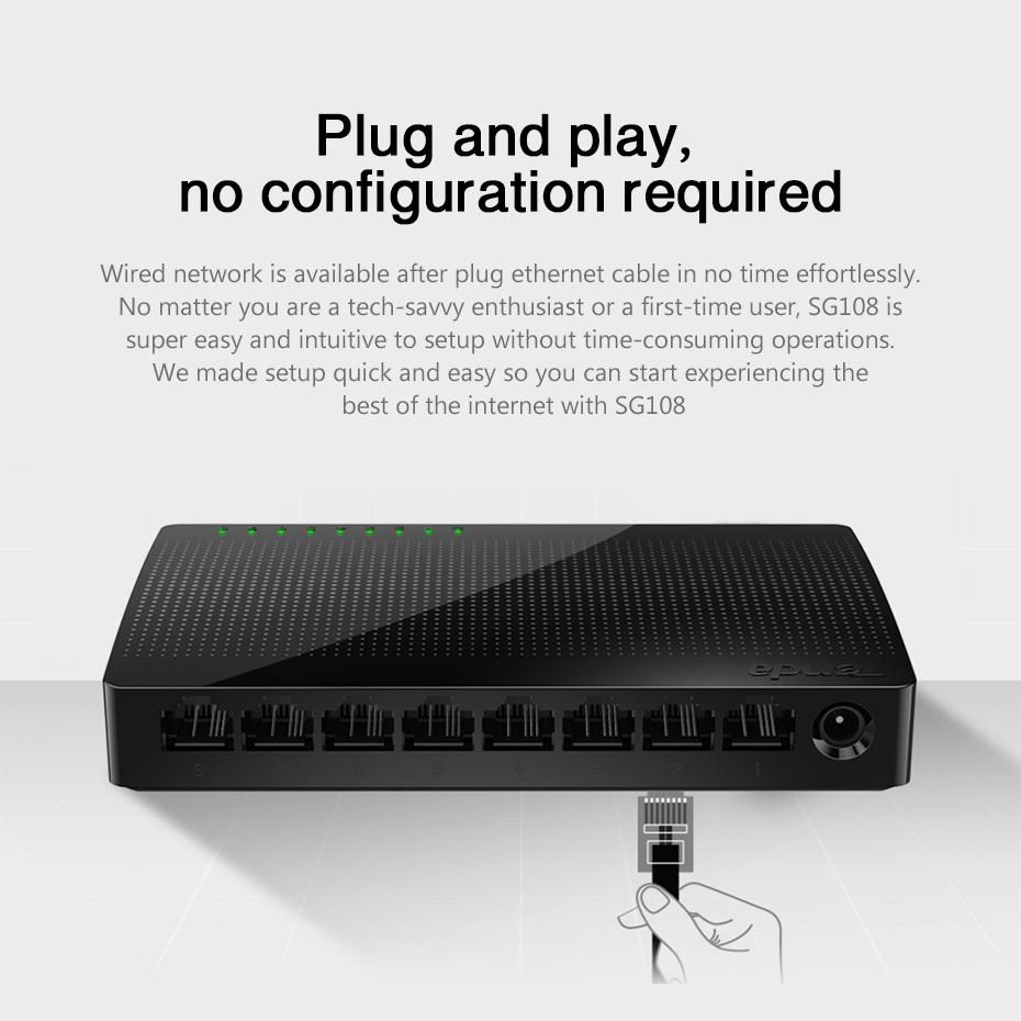 Tenda SG108 Network Switches 8 Ports Gigabit Switch 10/100/1000Mbps Ethernet Desktop  Lan Hub Full/Half Duplex Exchange