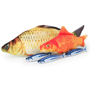 Pet Soft Plush Creative 3D Carp Catfish Shape Toy Cat Gifts Grass Fish Stuffed Fish Simulation Doll Pillow Playing Toy For Pet