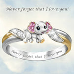 Load image into Gallery viewer, &quot;Never Forget I Love You&quot; Silver Cute Pink Elephant Crystal Zircon Engagement Ring Accessories Lover&#39;s Gift Anniversary Jewelry
