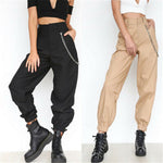 Load image into Gallery viewer, S-2XL Plus Size Pants Women Casual High Waist Cargo Pants Women Loose Solid Black Khaki Trousers Pockets Elastic Waist Bottoms
