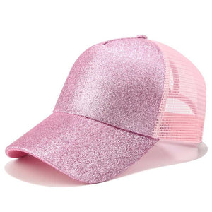 Glitter Ponytail Baseball Cap Women Snapback Dad Hat Mesh Trucker Caps Messy Bun Summer Hat Female Adjustable Hip Hop Hats