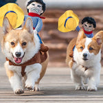 Load image into Gallery viewer, Funny Pet Cat Dog Costumes Dog Apparel Clothes For Halloween Cosplay Western Cowboy Riding Costumes Jacket Cloak Dog Accessories
