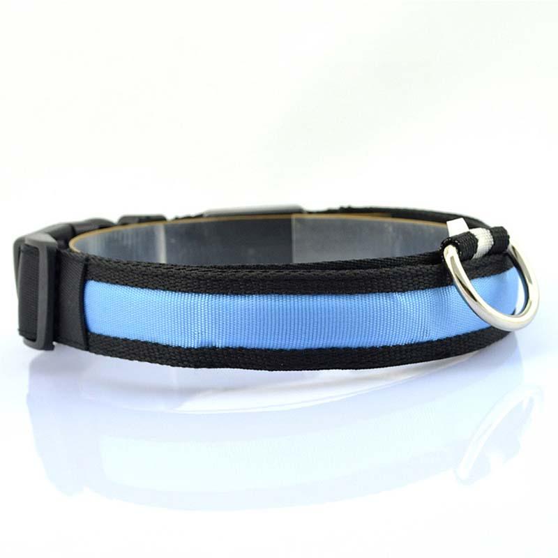 Nylon Pet Dog Collar LED Light Night Safety Light-up Flash Glowing Cat Collar Dog Collars