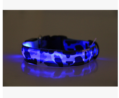 Nylon LED Camouflage Pet Dog Collar Night Safety Glow Flashing Cat Collar Led Luminous Small Dog Collars