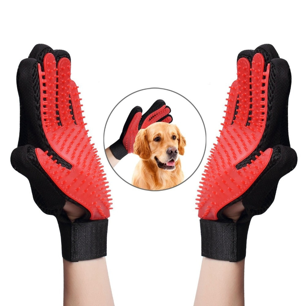 Cat Grooming Gloves Dog Hair Remover Gentle Deshedding Brush Comb Tool Pet Massage Mitt with Enhanced Long/Short Fur