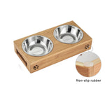 Load image into Gallery viewer, Limited Sales Cat Dog Pet Stainless Steel/Ceramic Feeding and Drinking Bowls Combination with Bamboo Frame for Dogs Cats
