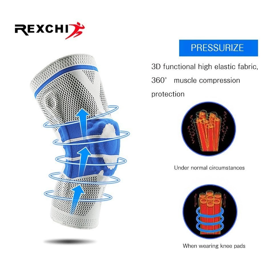 Elastic Basketball Knee Pads Support Silicon Padded Patella Brace Kneepad Protective Gear for Volleyball Sports Safety