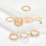 Load image into Gallery viewer, 8pcs/sets Bohemian Geometric Rings Sets Clear Crystal Stone Gold Chain Opening Rings
