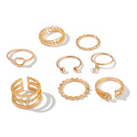 Load image into Gallery viewer, 8pcs/sets Bohemian Geometric Rings Sets Clear Crystal Stone Gold Chain Opening Rings
