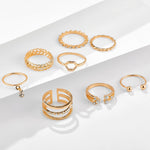 Load image into Gallery viewer, 8pcs/sets Bohemian Geometric Rings Sets Clear Crystal Stone Gold Chain Opening Rings
