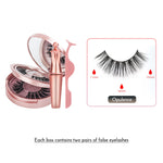 Load image into Gallery viewer, Double Layer Magnetic False Eyelashes &amp; Magnetic Eyeliner 5 Magnets Natural Soft Fake Eyelashes Extension 2 Pairs with Tweezers
