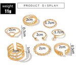 Load image into Gallery viewer, 8pcs/sets Bohemian Geometric Rings Sets Clear Crystal Stone Gold Chain Opening Rings
