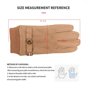 Men's Winter Gloves Suede Warm Split Finger Gloves Outdoor Sport Driving Buckle Design Male Touch Screen Mittens