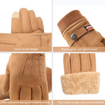 Load image into Gallery viewer, Men&#39;s Winter Gloves Suede Warm Split Finger Gloves Outdoor Sport Driving Buckle Design Male Touch Screen Mittens
