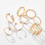 Load image into Gallery viewer, 8pcs/sets Bohemian Geometric Rings Sets Clear Crystal Stone Gold Chain Opening Rings
