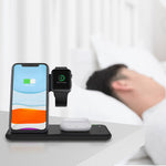 Load image into Gallery viewer, 15W Qi Fast Wireless Charger Stand For iPhone 11 XR X 8 Apple Watch 4 in 1 Foldable Charging Dock Station
