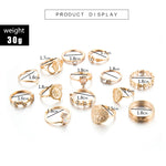 Load image into Gallery viewer, Tocona 15 Pcs/set Boho Virgin Mary Gold Rings for Women Heart Fatima Hands Anillos Cross Leaf Geometric Kольцо Jewelry 7056
