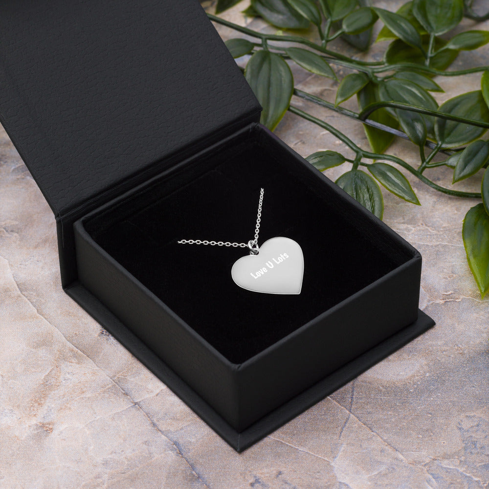 Engraved Silver Heart Necklace