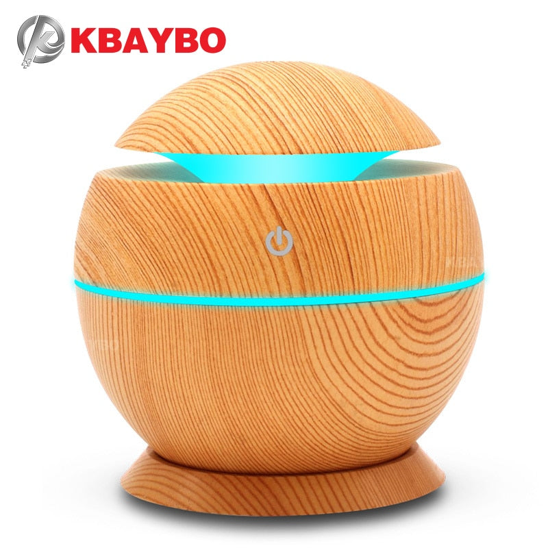 USB Aroma Humidifier Aromatherapy Wood Grain 7 Color LED Lights Electric Aromatherapy Essential Oil Aroma Diffuser 130ml humidif